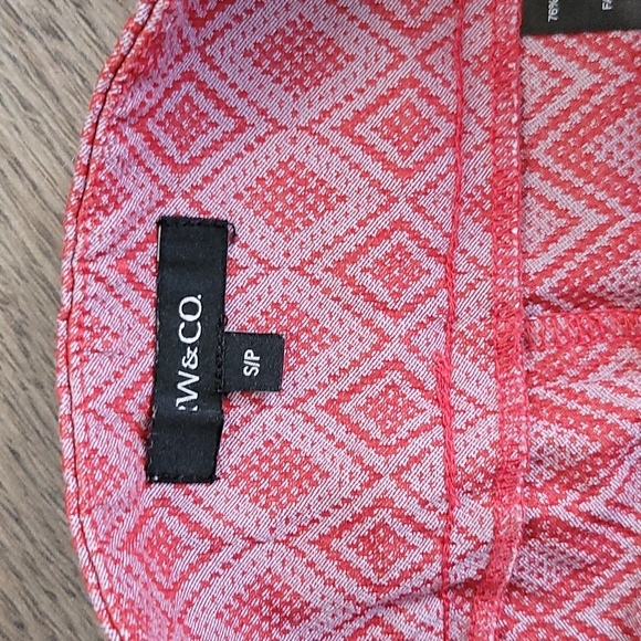 RW&Co Red Pattern pull on pencil career wear skirt Sz S - Picture 7 of 8